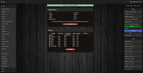 Complete organised crimes with other players